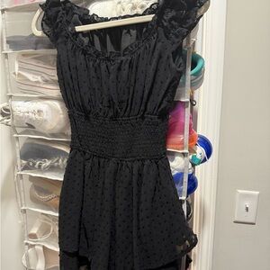 Black ruffle romper